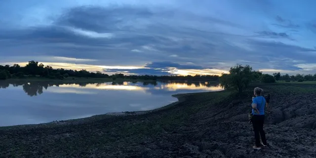 luangwa river at sunset with clouds